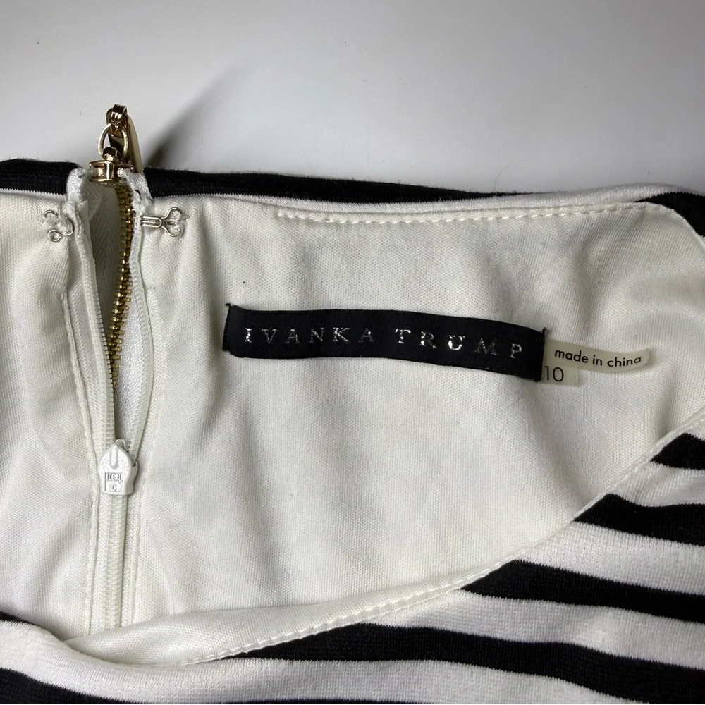 Ivanka Trump Black and White Striped Sleeveless Dress - Picture 3 of 4